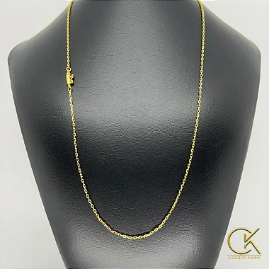 Corrente Cartier Cadeado 3mm - Fecho Canhão - 60 ou 70cm - Banhada a Ouro 18k conceitokjoias.com.br